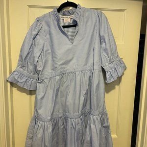 Gretchen Scott, blue and white stripe dress, size M